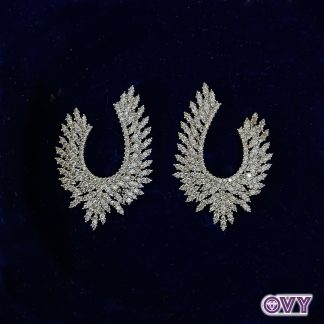 cz large wreath bridal earrings