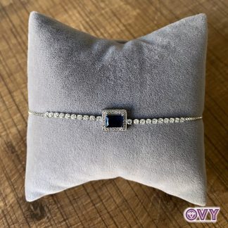 cushion halo cz lariat bracelet