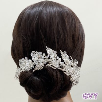 crystal beads wedding hair vine