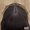 Vintage Gold Tiara of Crystal Leaves and Pearls - Image 2
