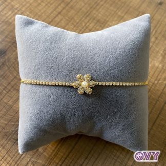 gold plated flower lariat bracelet