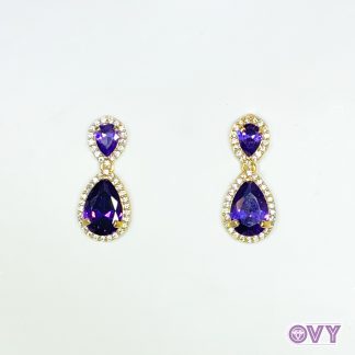 purple CZ drop earrings