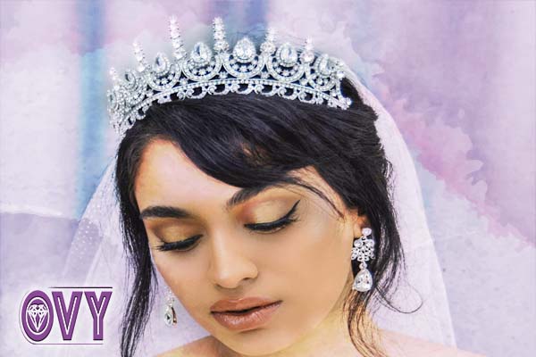 a bride wearing luxury regal crown